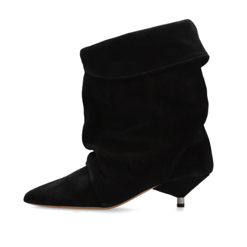 Femme Skulptural Spids-Tå Metallic Stiletto Støvler Stilla