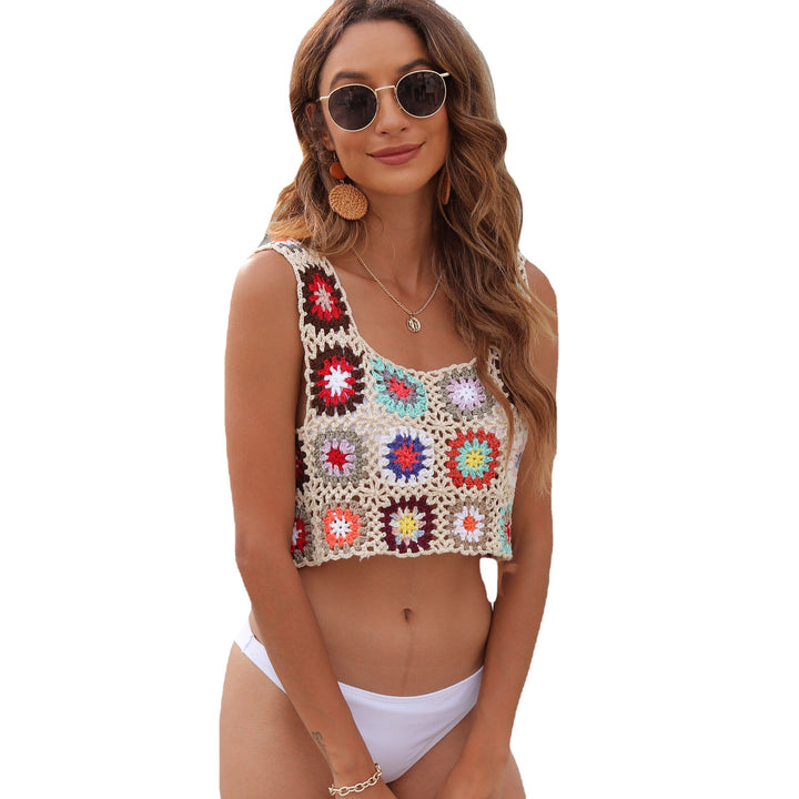 Femme Hæklet Firkanter Mønster Crop Top Stilla