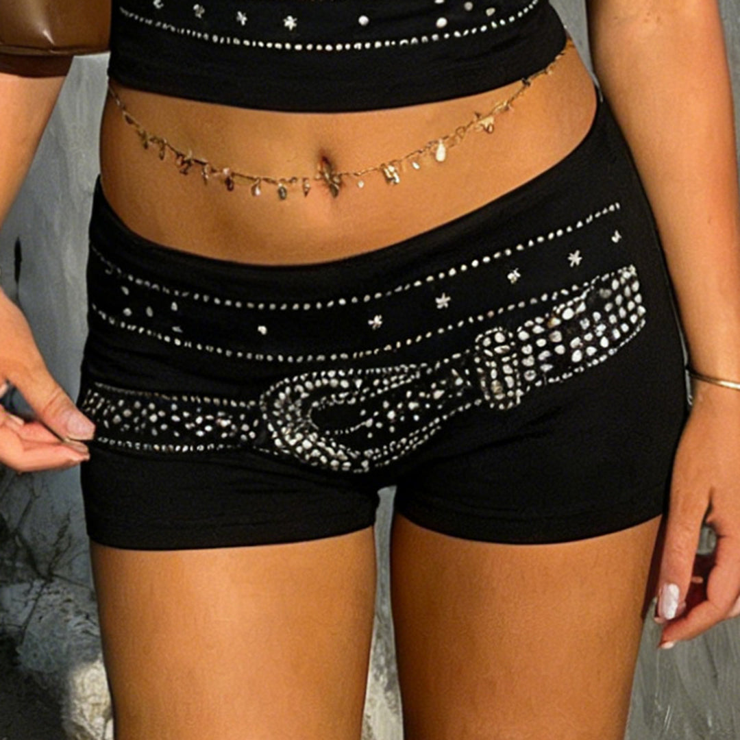 Dame ærmeløs top med strålende rhinestone-design Skovae