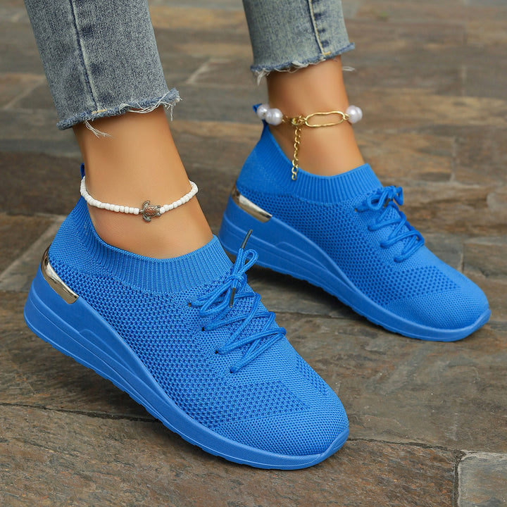Dame Komfortable Sneakers med åndbar strikoverflade Stilla