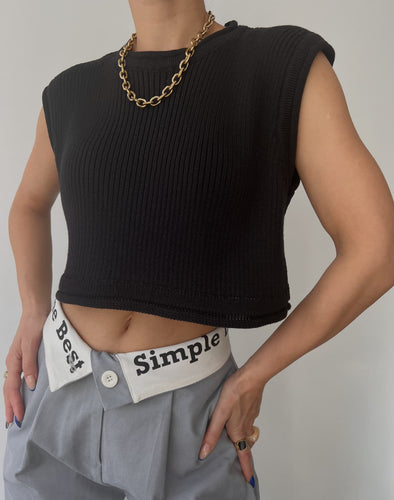Dame cropped rib top med afslappet look Skovae