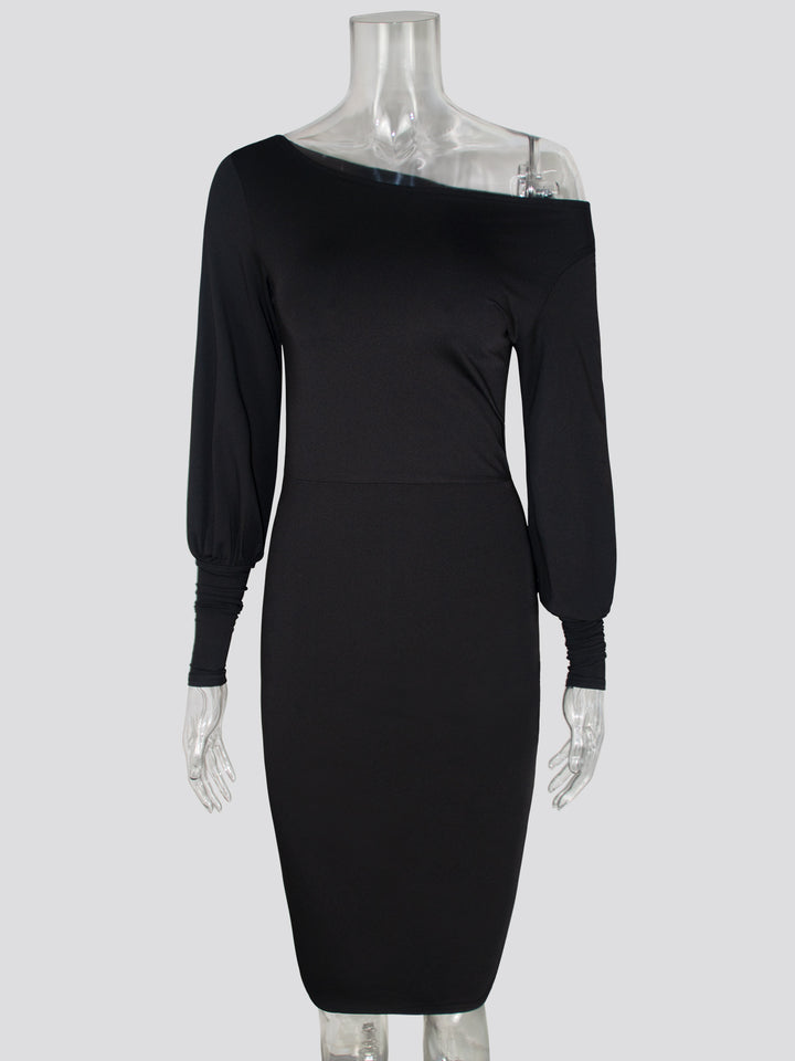 Dame Elegant Off-Shoulder Kjole med lange Pufærmer Stilla
