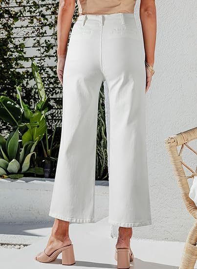 Dame High-Waist Jeans med knapdetalje og bred ben Skovae