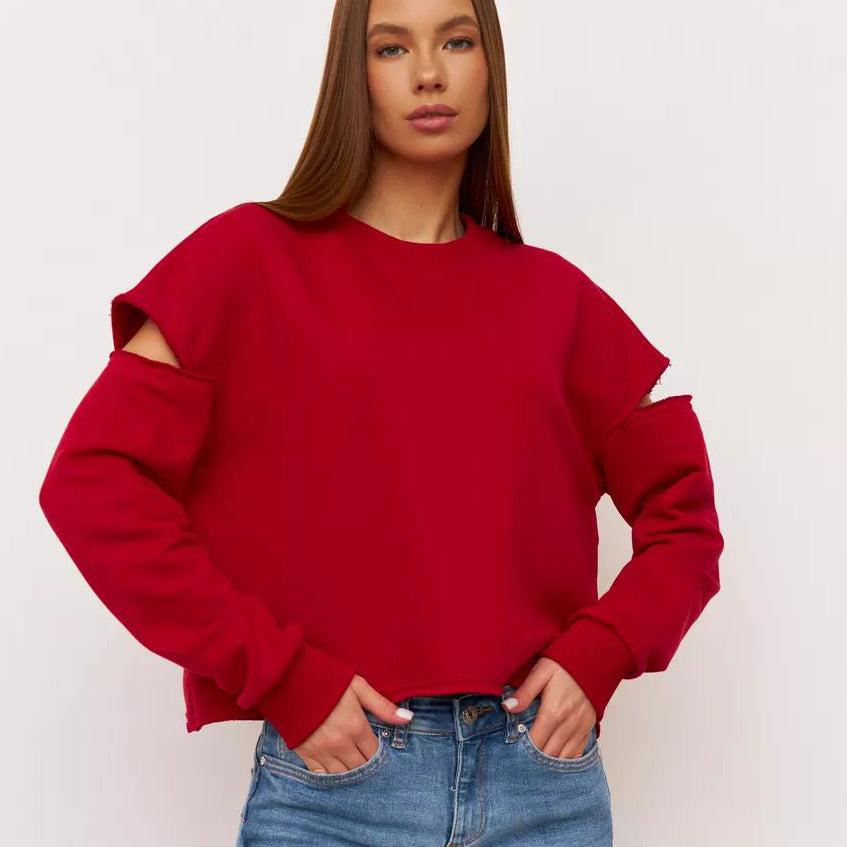 Dame afslappet sweatshirt med asymmetrisk cut-out-detaljer og oversized snit Stilla