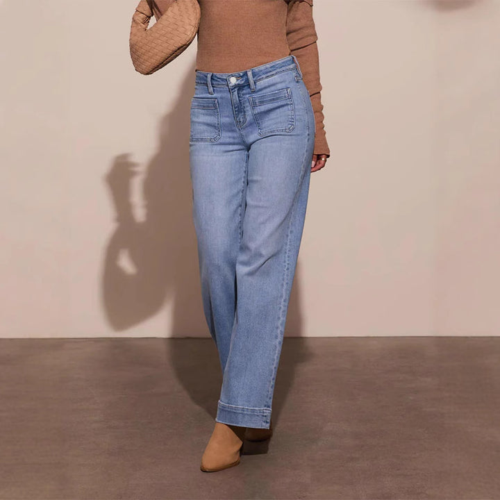 Dame brede jeans med høj talje og iøjnefaldende lommer Stilla