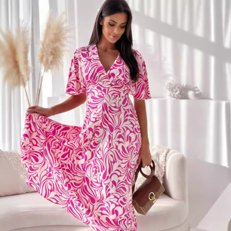 Femme Floral Print Wrap Maxi Kjole Stilla