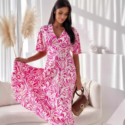 Femme Floral Print Wrap Maxi Kjole Stilla