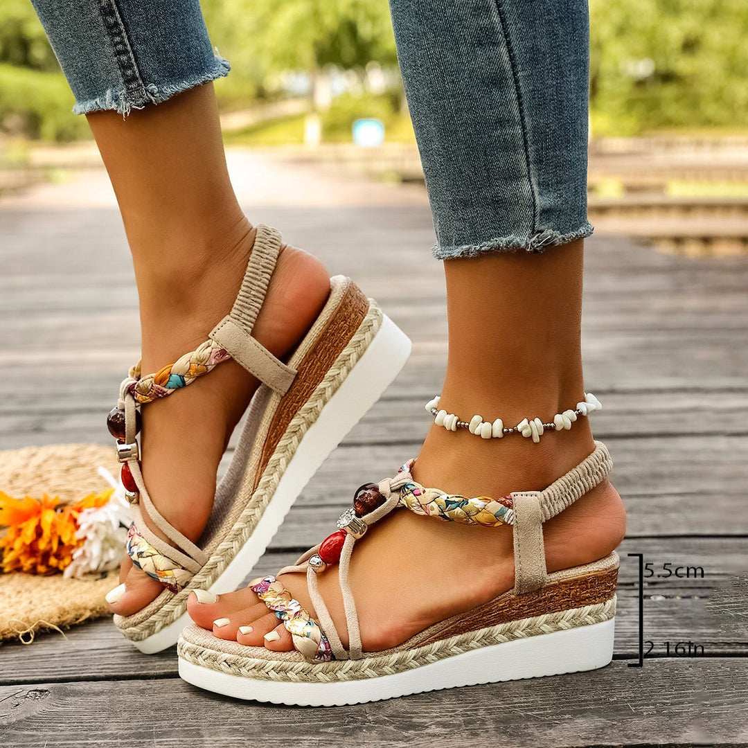 Dame Wedge-sandaler med farverige perleaccent og komfortabel kile sål Stilla