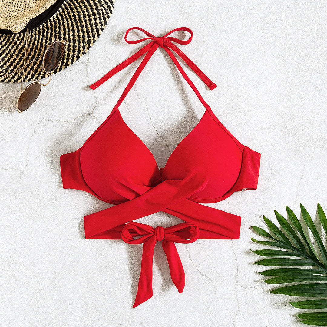 Dame triangel-bikini med elegant omslagdesign Skovae