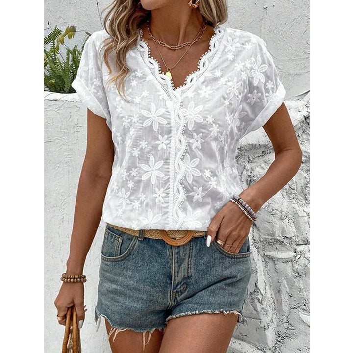 Damebluse med blomsterbroderi Stilla