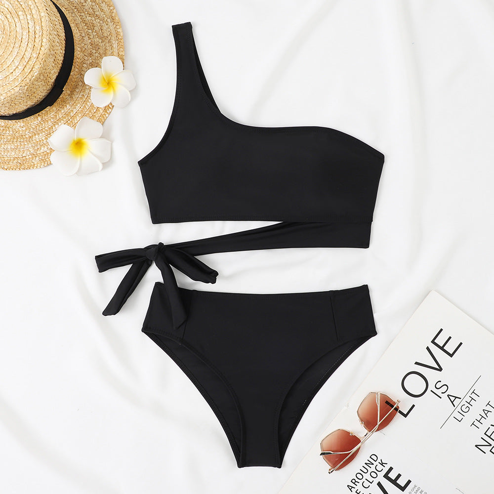 Femme En-skulder Blomsterprint Bikini Sæt Stilla