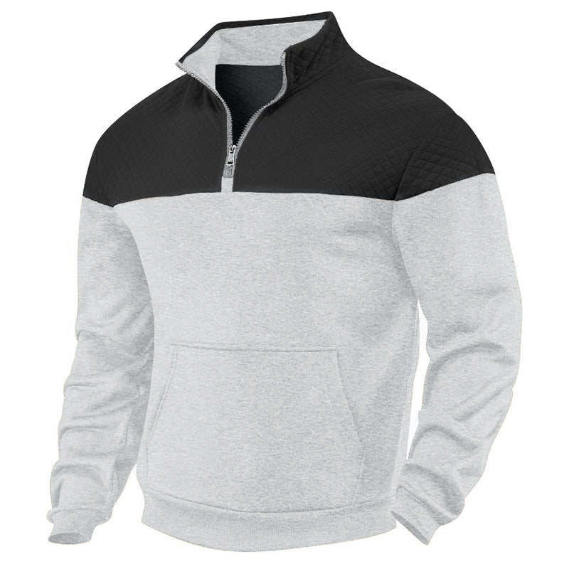 Herren nan gesteppt halv lynlås sweatshirt med kængurulomme og høj krave Skovae
