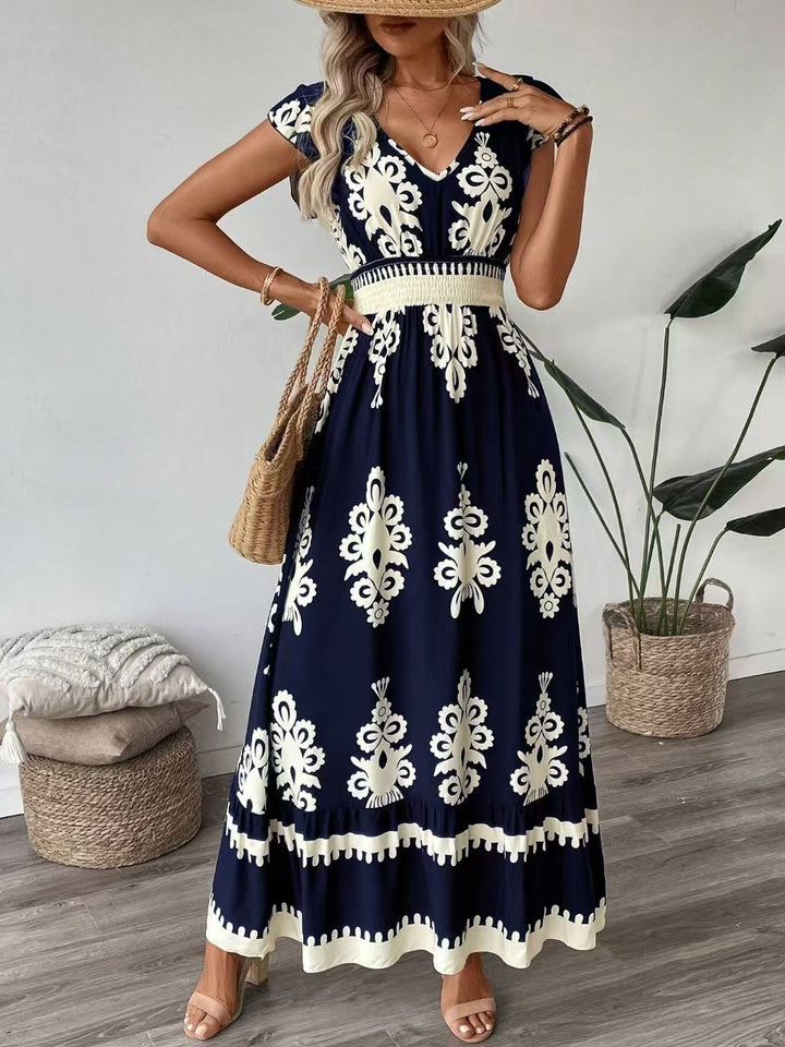 Dame Elegant Maxikjole med detaljeelskende Floral Design Stilla