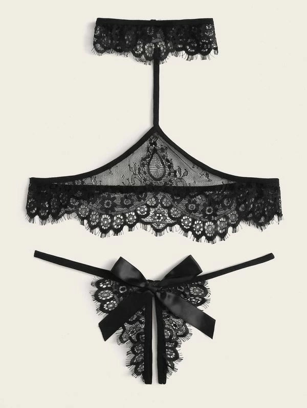 Dame Romantisk Blonde-Bralette og Tanga-Sæt Stilla