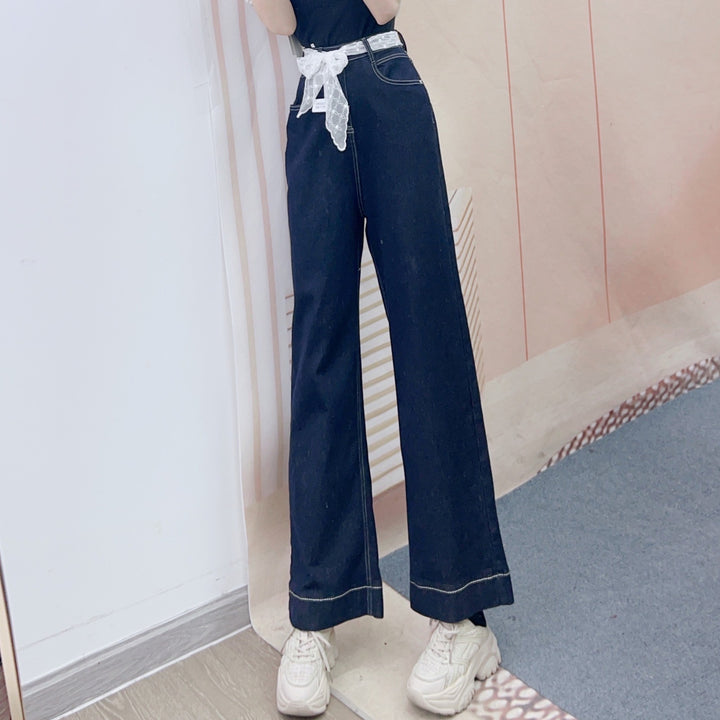 Dame brede jeans med elegant sløjfebinding og stilfuldt design Stilla