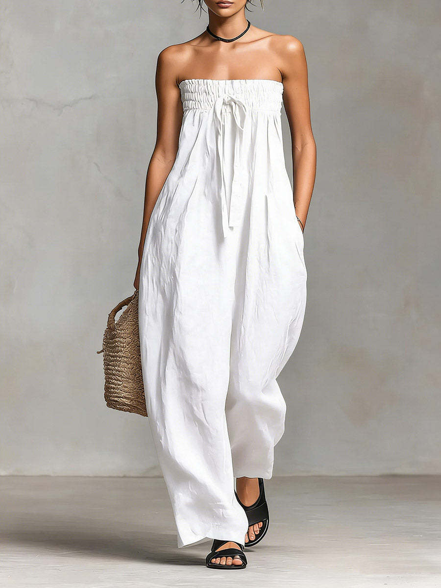 Dame Casual Jumpsuit med elastisk overdel og bredt ben Skovae