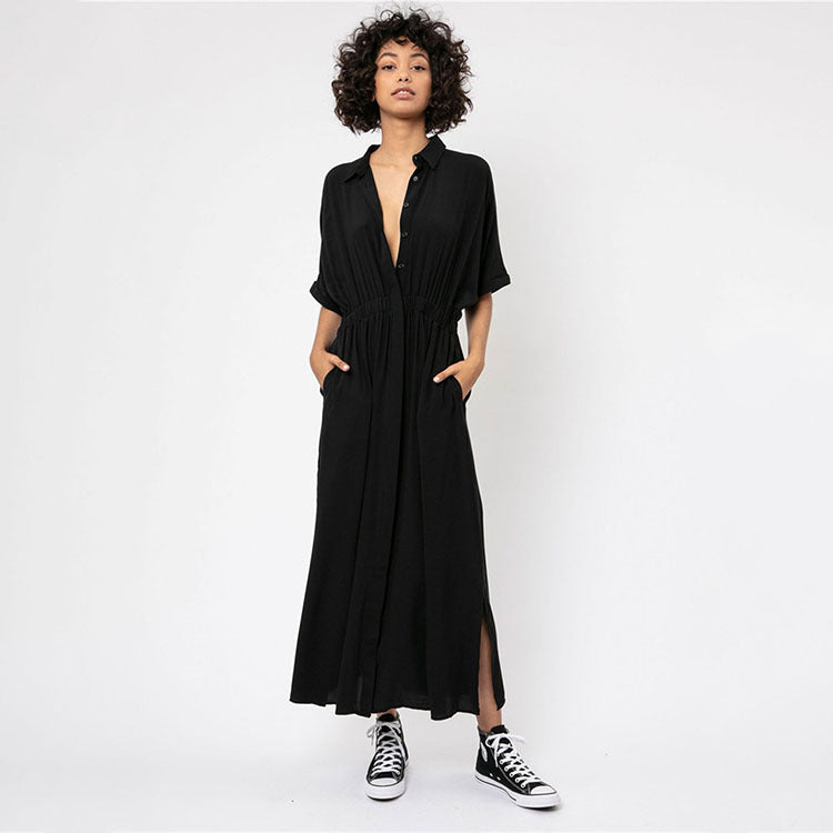 Dame elegant Maxikjole med knapbar frontdesign og sidelængde Stilla