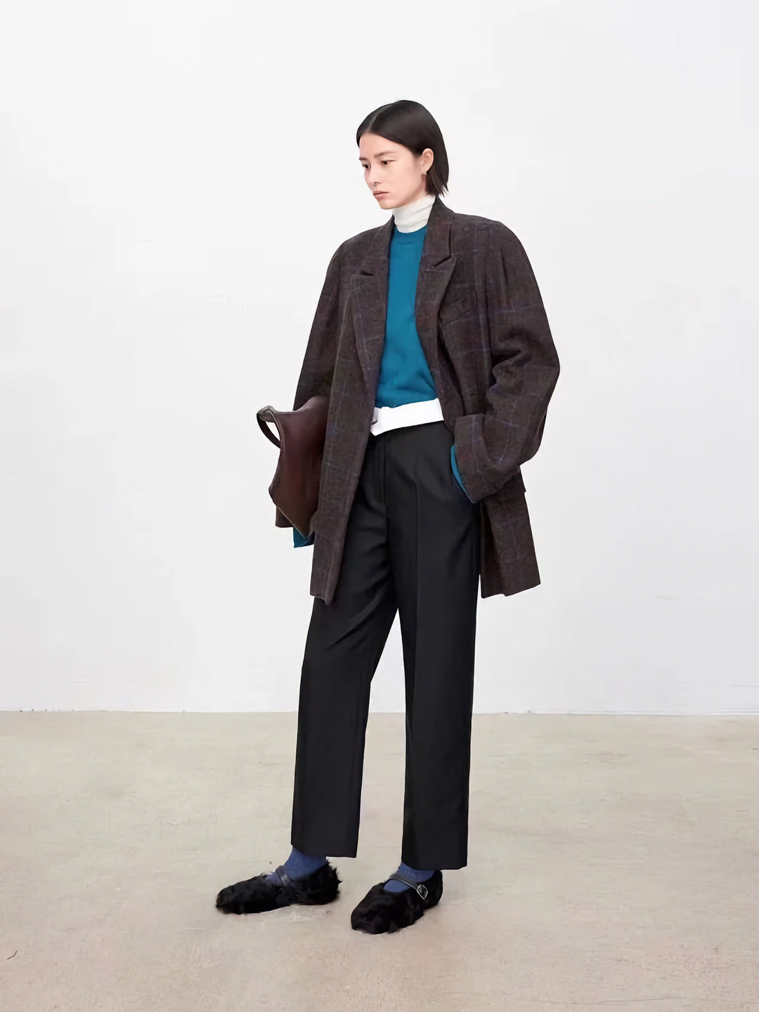 Dame Oversized Strik Sweater med Høj Krave Stilla
