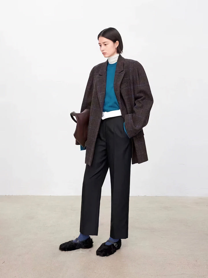 Dame Oversized Strik Sweater med Høj Krave Stilla