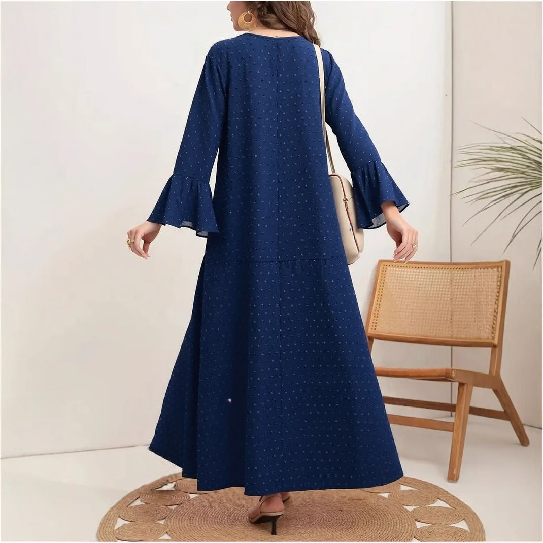 Femme Elegante Broderet Maxi Kjole med Udstillede Ærmer Stilla