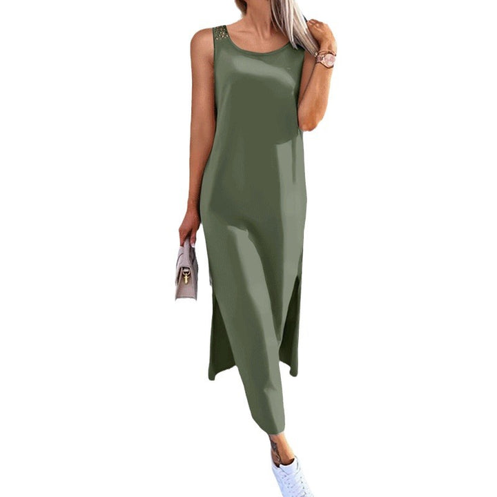 Dame Elegant maxikjole med asymmetrisk kant og dekorative stropdetaljer Stilla