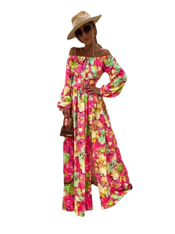 Dame Off-Shoulder Blomster Maxikjole Stilla