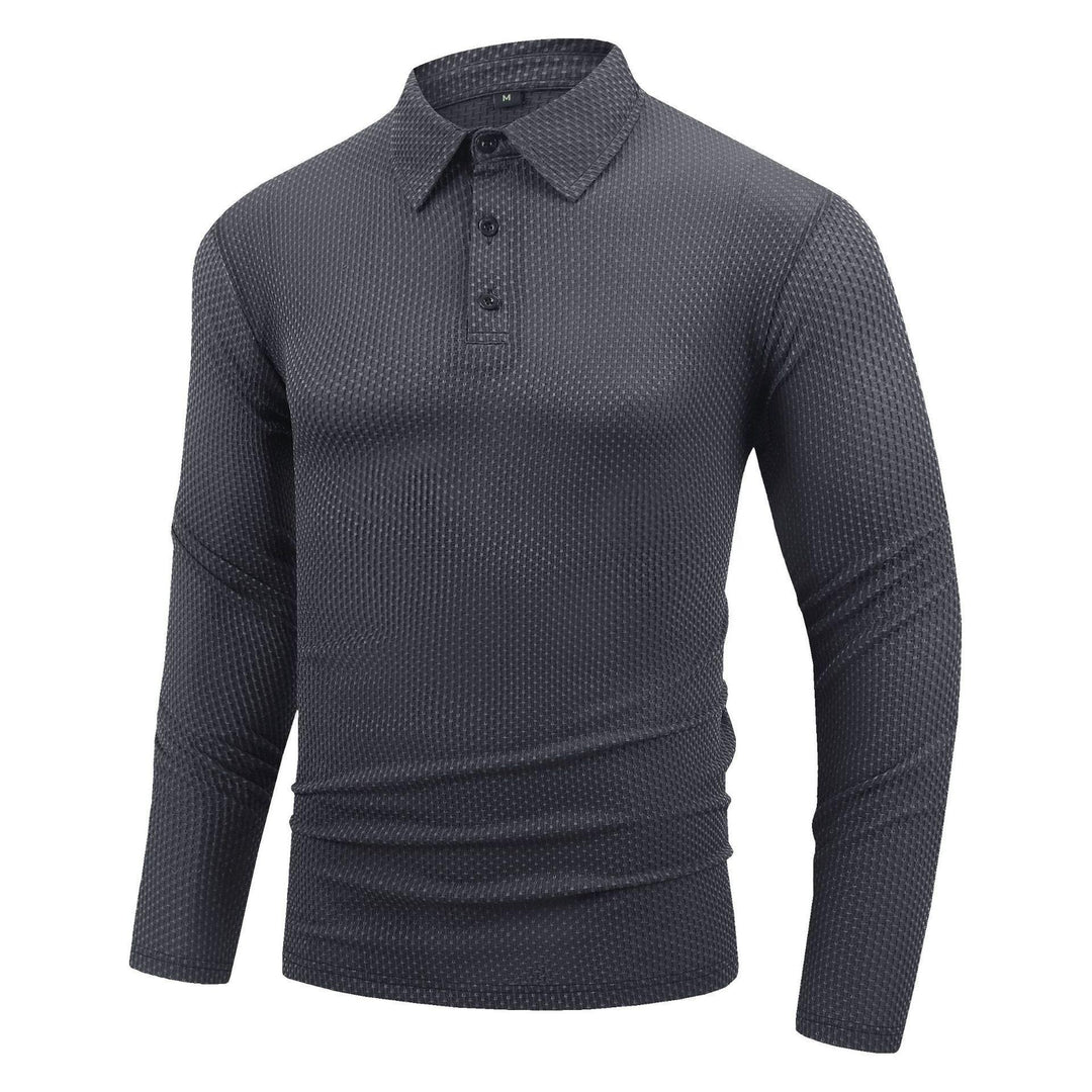 Herrer Langærmet Polo shirt med struktureret overflade og komfortabel pasform Stilla