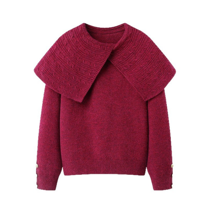 Kvinders elegante skovgrøn sweater med krave i høj kvalitet