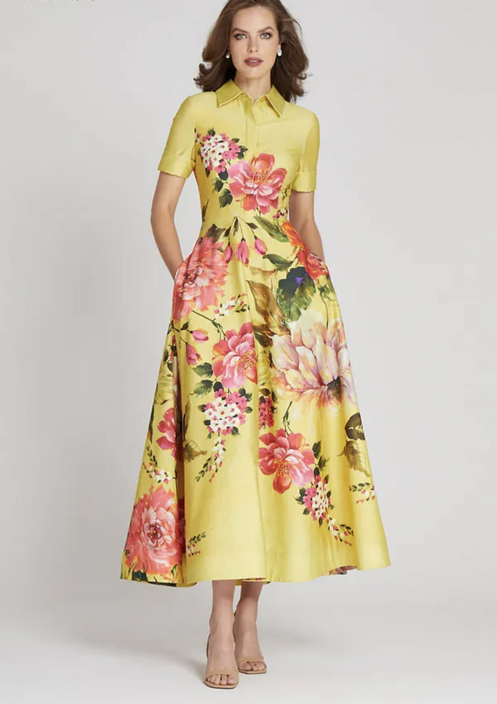Dame Floral Print Skjortekjole Stilla