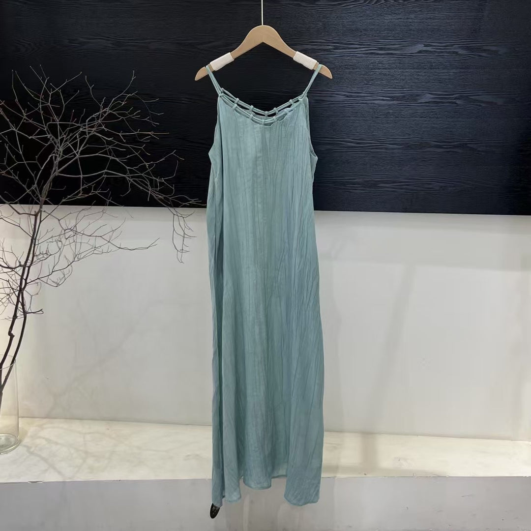 Femme Elegantes Maxi-Kjole med justerbare stropper Stilla