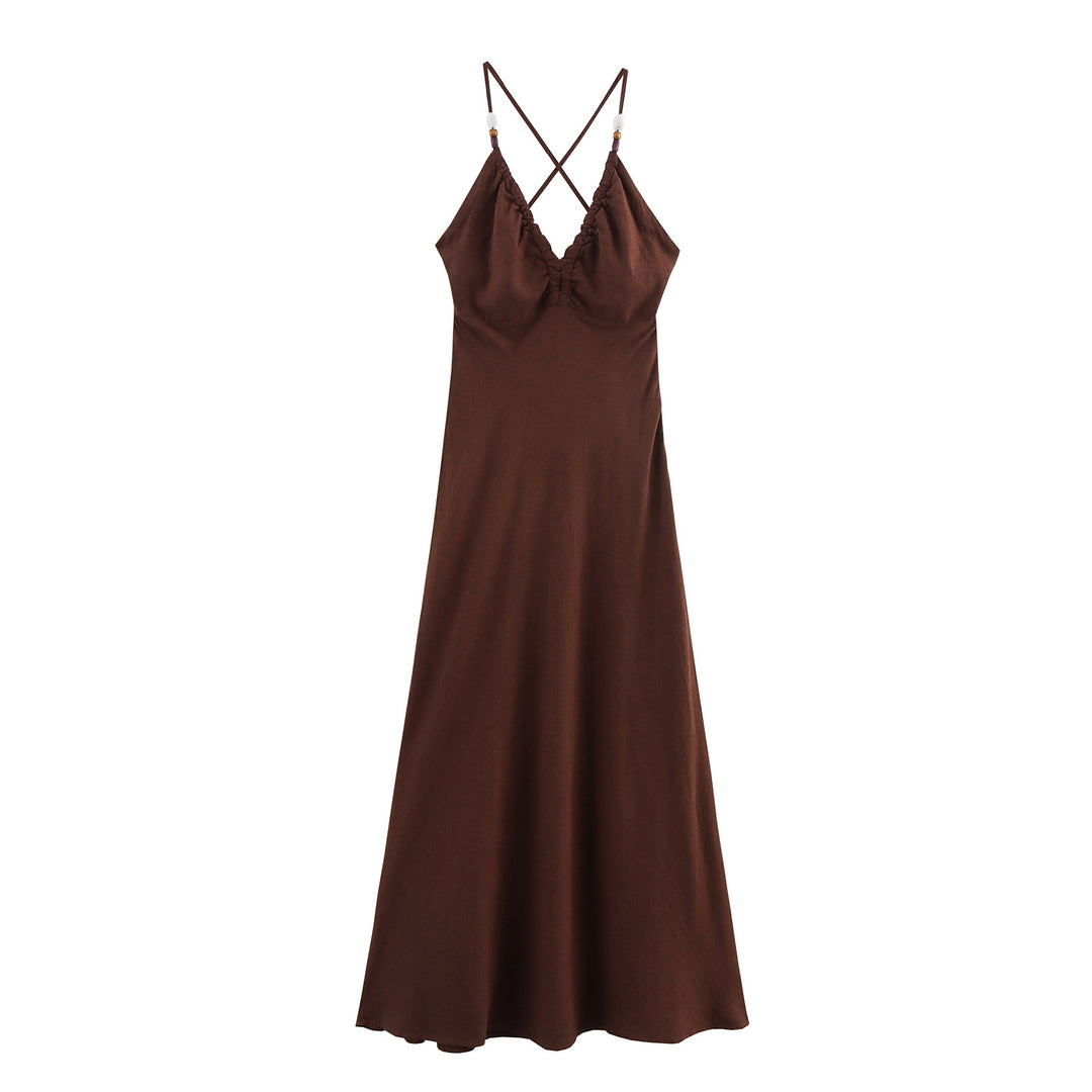 Femme Cross-Back Spaghetti-Rem Maxi-Kjole Stilla