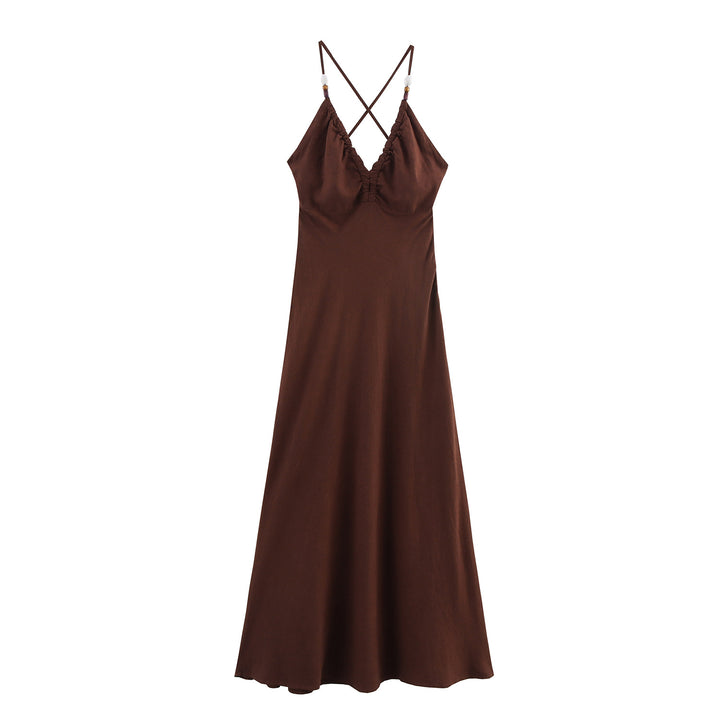 Femme Cross-Back Spaghetti-Rem Maxi-Kjole Stilla