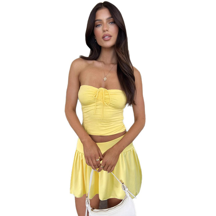 Dame moderigtigt Crop-top med nederdel og ruffles Skovae