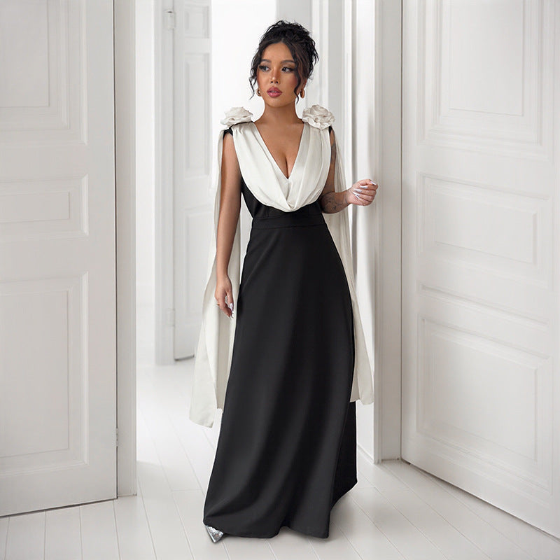 Dame Elegant Maxi-kjole med Draperede Ærmer Stilla