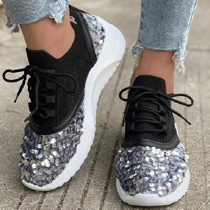 Dame Glitrende Sneakers med åndbart overmateriale og dæmpende sål Stilla