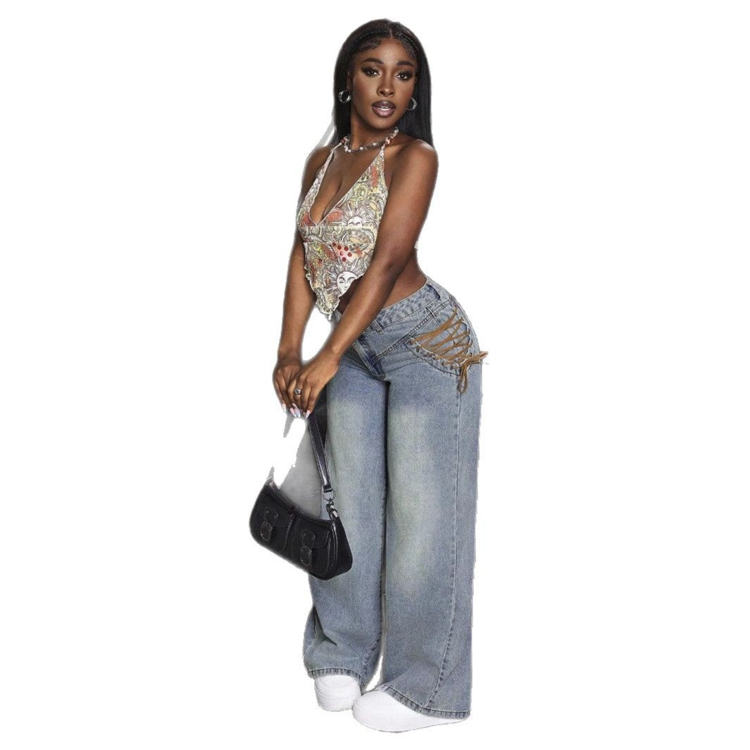 Kvinders brede jeans med trendy blonde design Stilla