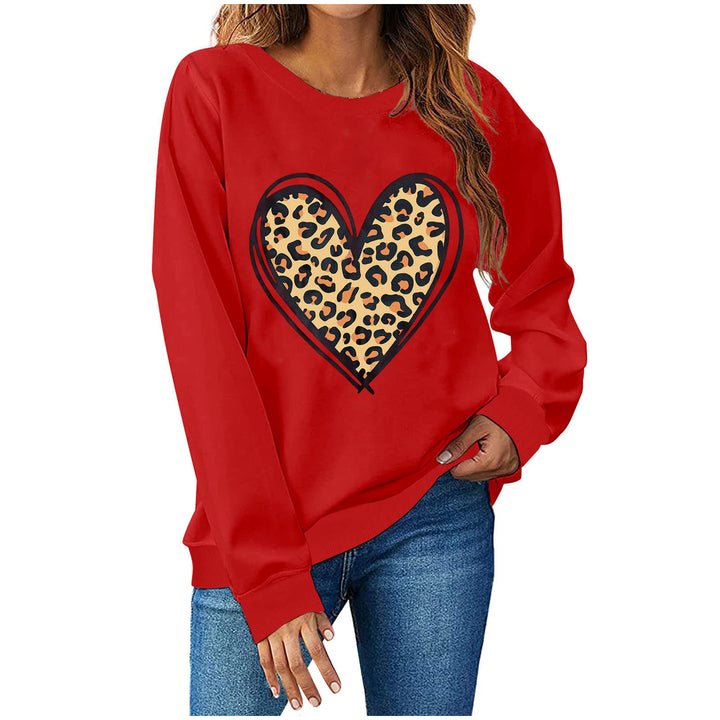 Dame sweatshirt med kreativt leopardhjerte design Stilla