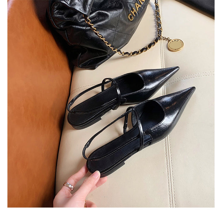 Dame elegante spidse Slingback-Flats med to-rem design Stilla