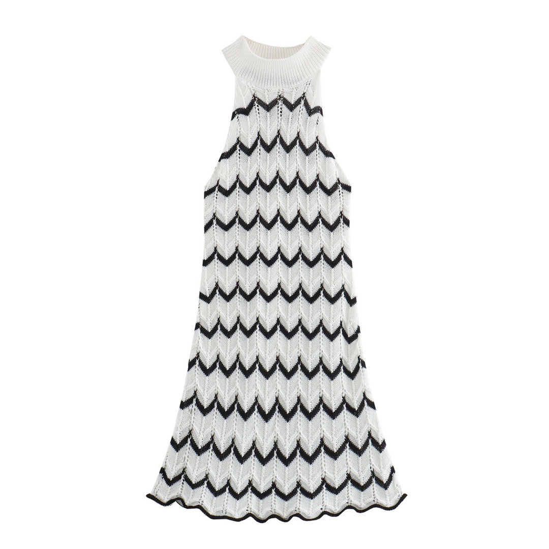 Femme Ærmeløs Strik-Maxi-Kjole med Chevron-Mønster Stilla