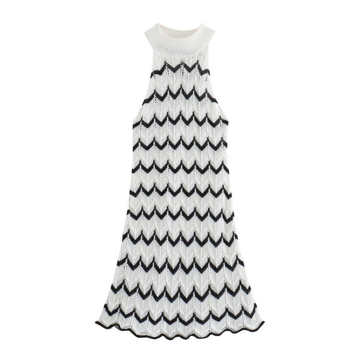 Femme Ærmeløs Strik-Maxi-Kjole med Chevron-Mønster Stilla