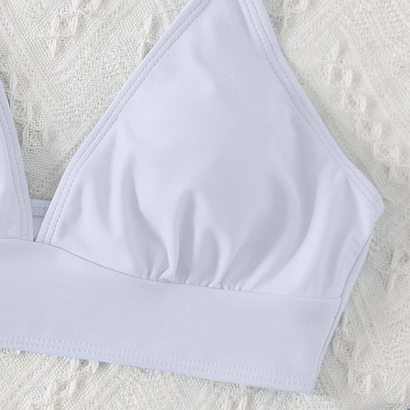 Dame triangel-bikini top med flæser