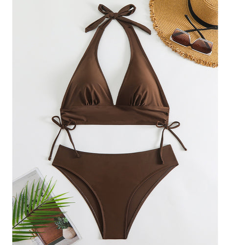 Dame Triangel-Bikini-sæt med justerbare bånd og høj benudskæring Stilla