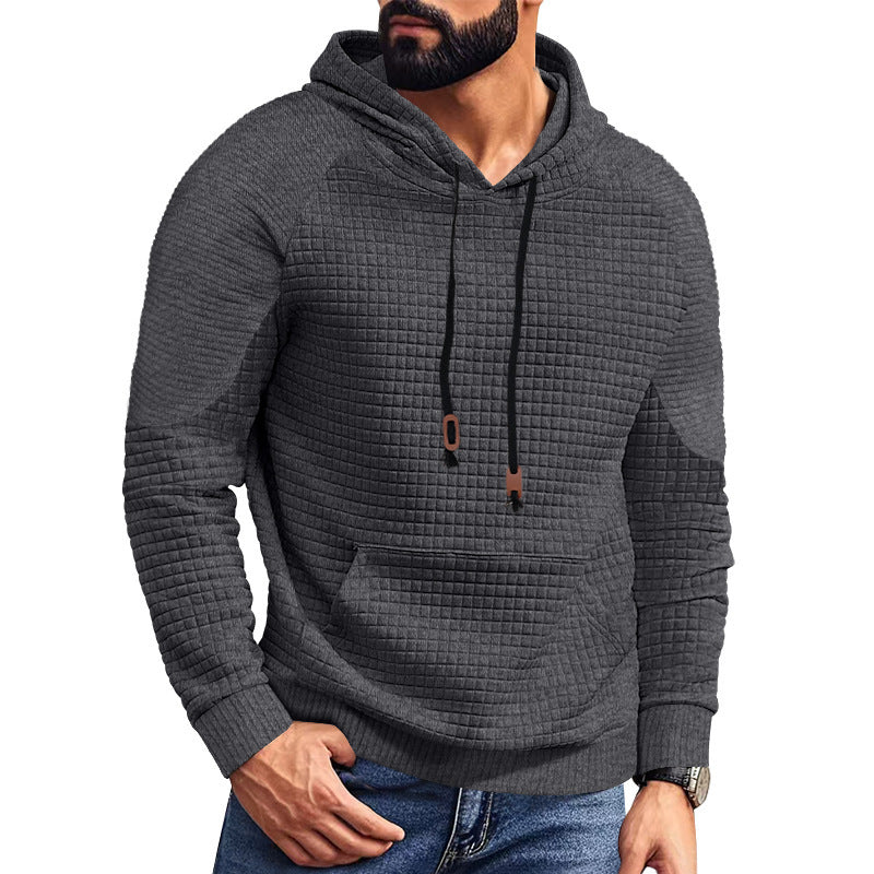 Herrer nano quiltet hoodie med kvadratisk struktur og kængurulomme Skovae