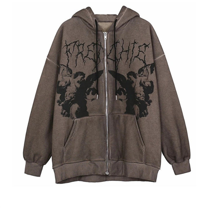 Femme Kunstnerisk Grafik Zip-Up Hoodie Stilla