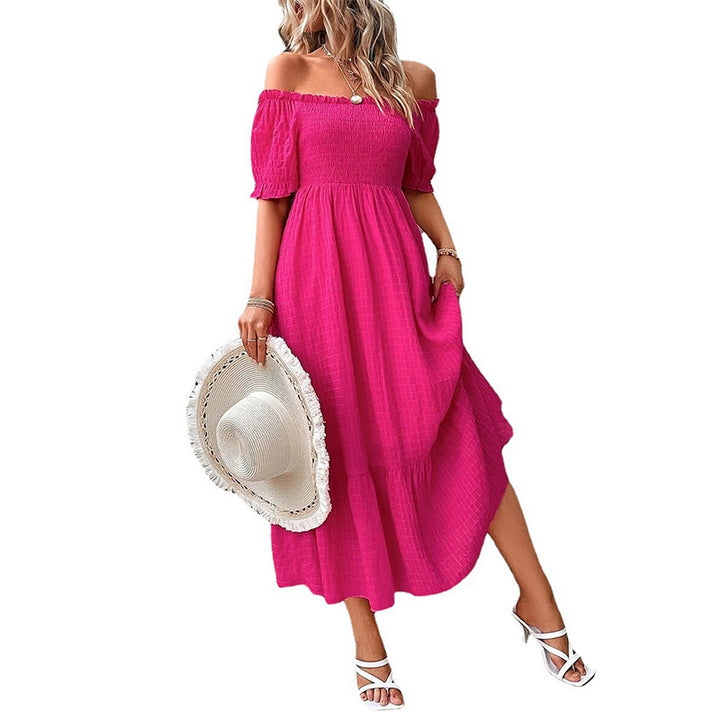 Frau Off-Shoulder Skik Maxi Kjole Stilla