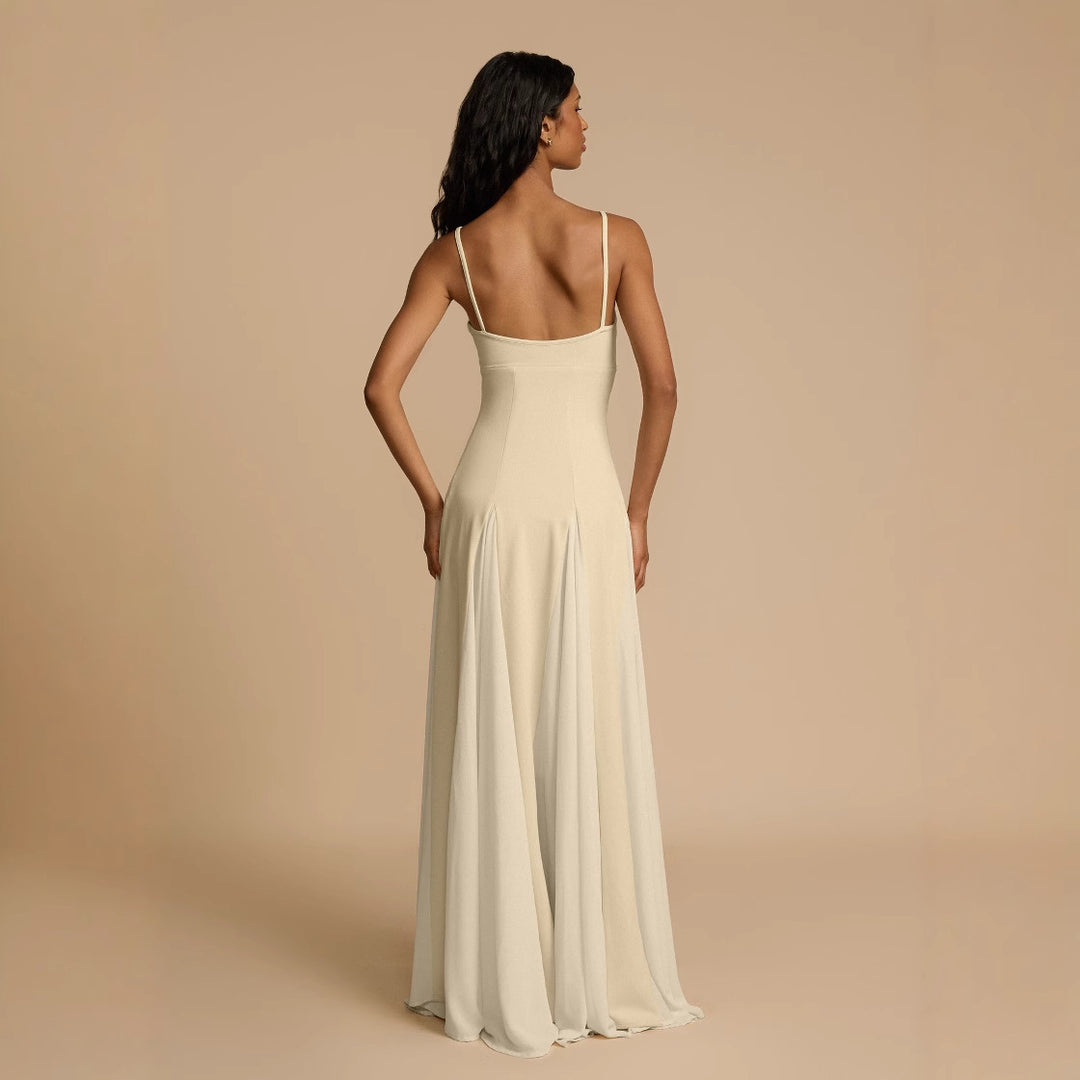Dame Elegant Aften kjole med asymmetrisk kant og fine flæser Stilla