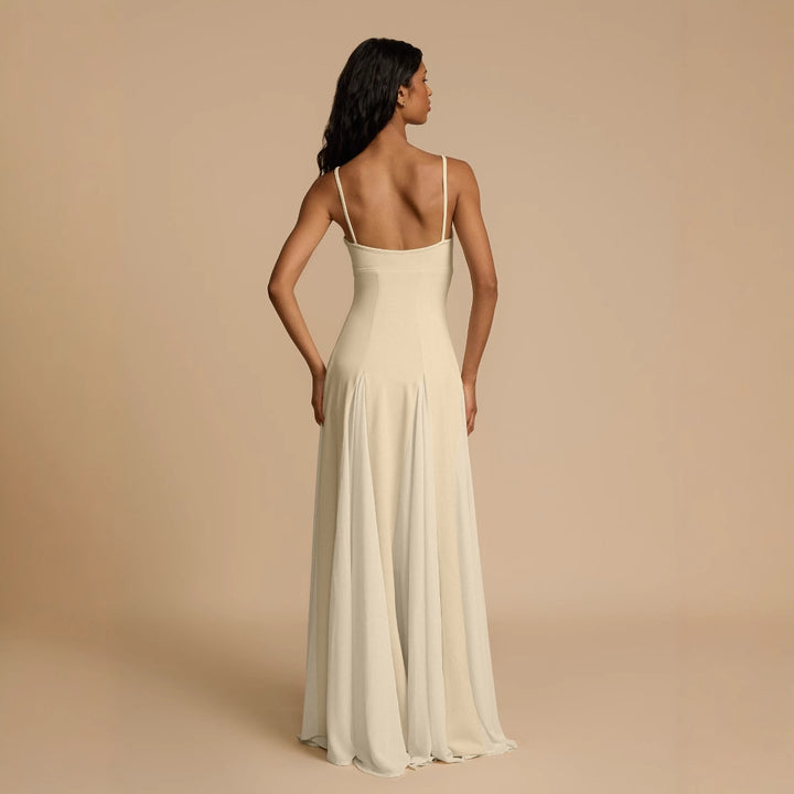 Dame Elegant Aften kjole med asymmetrisk kant og fine flæser Stilla