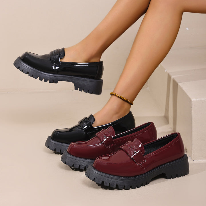 Dame Chunky Loafers med blankt overmateriale og skridsikker sål Stilla