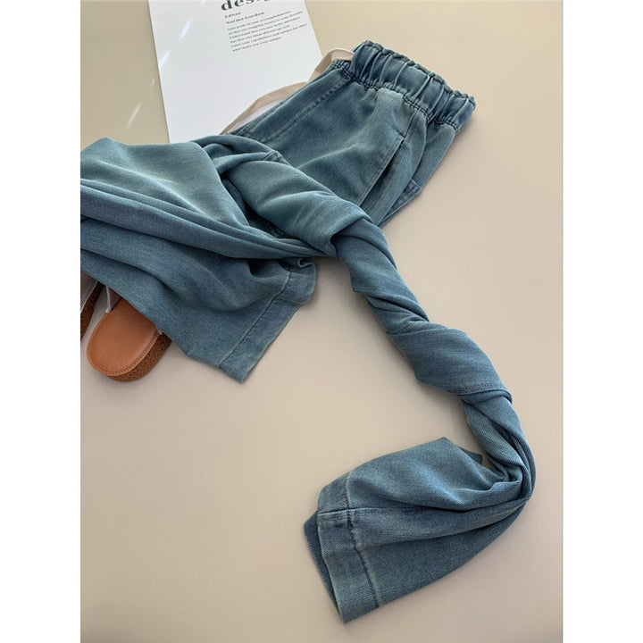 Dame højtaljede denim-bukser med bredt ben Stilla