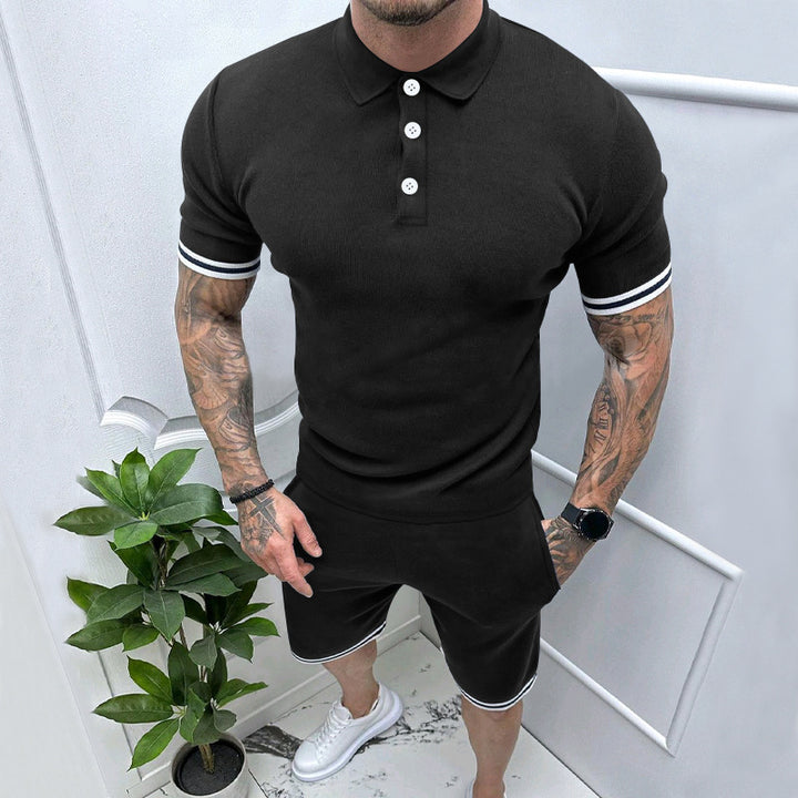Herre Sports Poloshirt og Shorts-Sæt med åndbar materialeteknologi Stilla